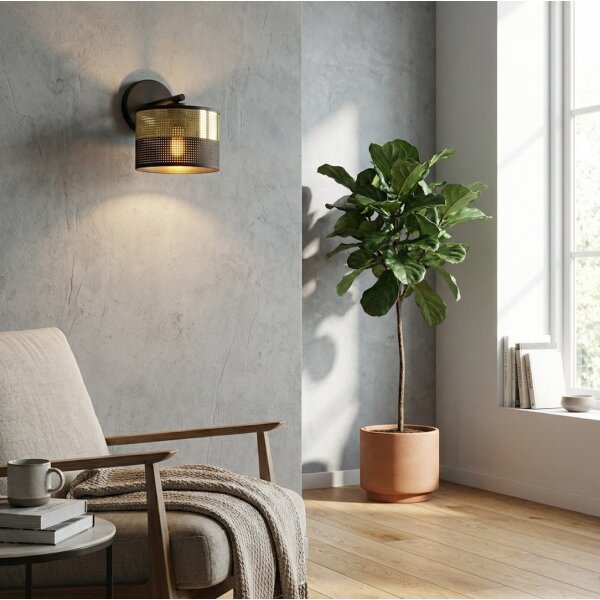 Nástěnná lampa LUX 1xE27/15W/230V černá/zlatá