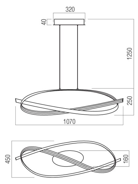 Redo Závěsné LED svítidlo IMPULS š: 1070mm, 38W Barva: Černá