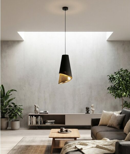 Lustr na lanku MODA 1xE27/15W/230V černá/zlatá