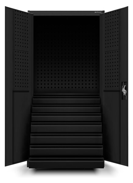Skříň do dílny DAREK, 920 x 1850 x 500 mm, All Black: černá