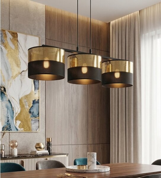 Lustr na lanku LUX 3xE27/15W/230V černá/zlatá