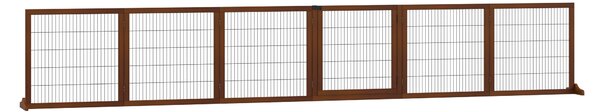 PAWHUT Zábrana pro psy šestidílná dřevěná skládací 70-432 x 70 cm hnědá