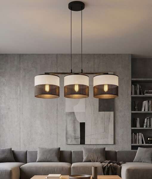 Lustr na lanku KARBON 3xE27/15W/230V černá/šedá