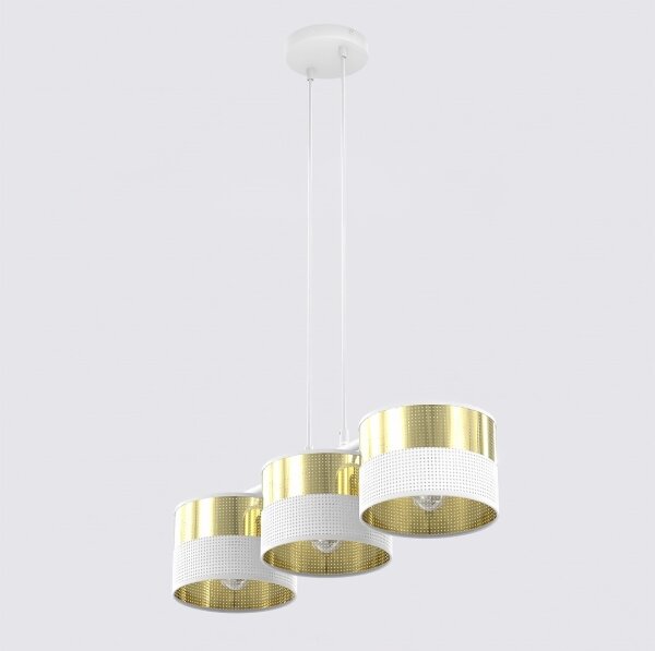 Lustr na lanku LUX 3xE27/15W/230V bílá/zlatá