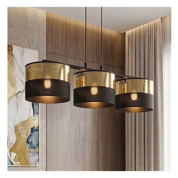 Lustr na lanku LUX 3xE27/15W/230V černá/zlatá