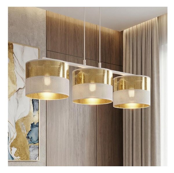 Lustr na lanku LUX 3xE27/15W/230V bílá/zlatá