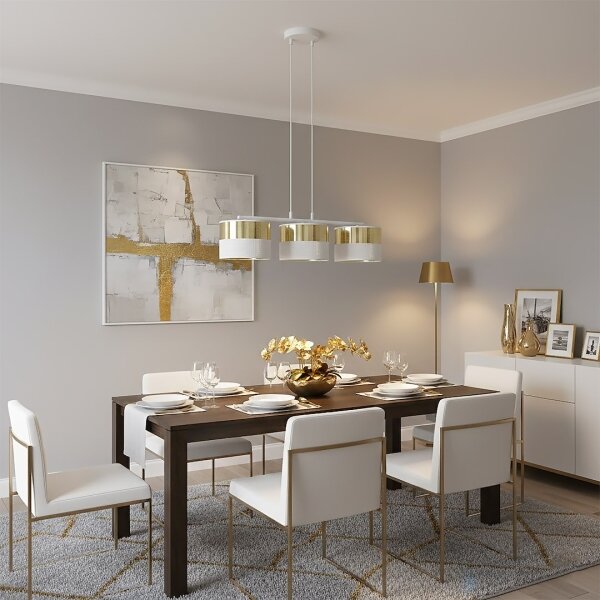 Lustr na lanku LUX 3xE27/15W/230V bílá/zlatá