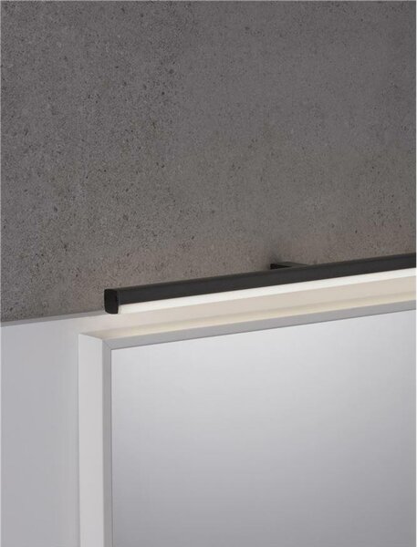 NOVA LUCE svítidlo na zrcadla GLIM černý hliník a akryl LED 18W 230V 3000K IP44 787015