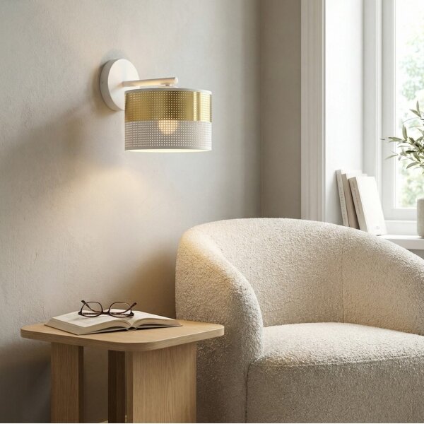 Nástěnná lampa LUX 1xE27/15W/230V bílá/zlatá