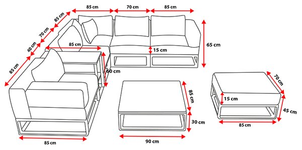 Velaco Zahradní 6-dílný set, šedá, SYRIUSZ