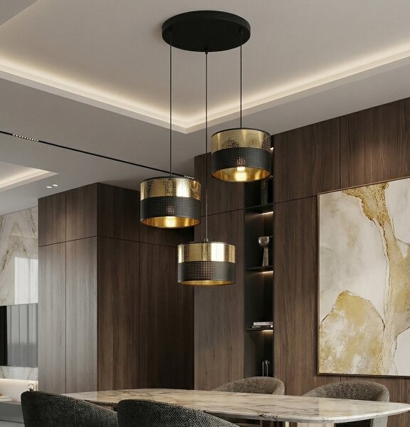 Lustr na lanku LUX 3xE27/15W/230V černá/zlatá