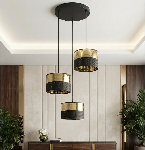 Lustr na lanku LUX 3xE27/15W/230V černá/zlatá