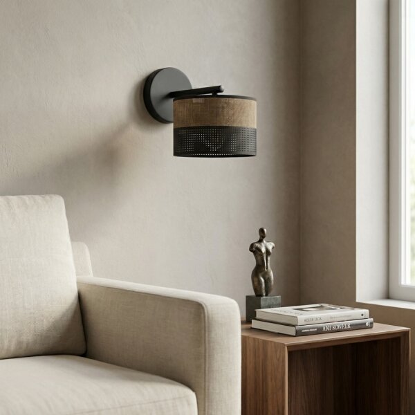 Nástěnná lampa KARBON 1xE27/15W/230V černá/hnědá