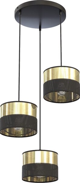 Lustr na lanku LUX 3xE27/15W/230V černá/zlatá