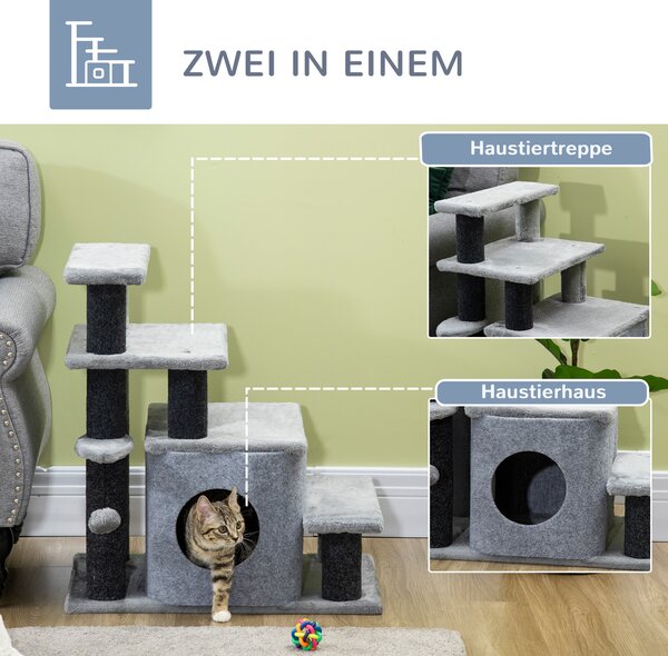 PAWHUT Schodiště pro domácí mazlíčky s úkrytem a míčem