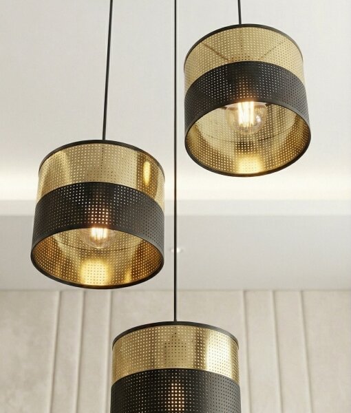 Lustr na lanku LUX 3xE27/15W/230V černá/zlatá
