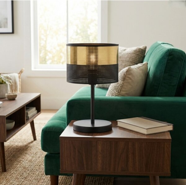 Stolní lampa LUX 1xE27/15W/230V černá/zlatá