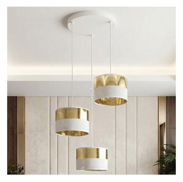 Lustr na lanku LUX 3xE27/15W/230V bílá/zlatá