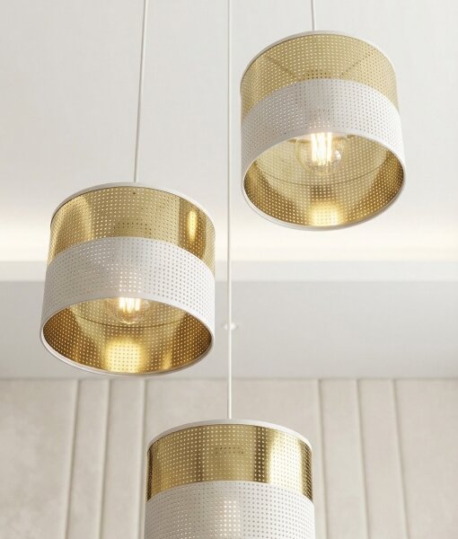 Lustr na lanku LUX 3xE27/15W/230V bílá/zlatá