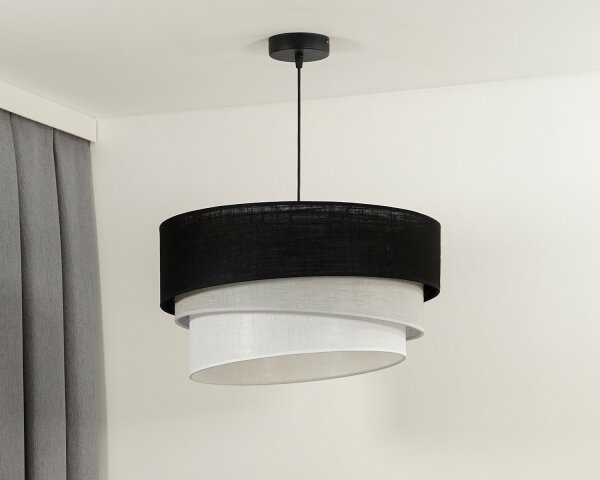 Duolla - Lustr na lanku TRIO 1xE27/15W/230V pr. 45 cm černá/šedá/bílá