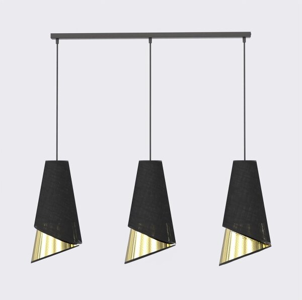 Lustr na lanku MODA 3xE27/15W/230V černá/zlatá