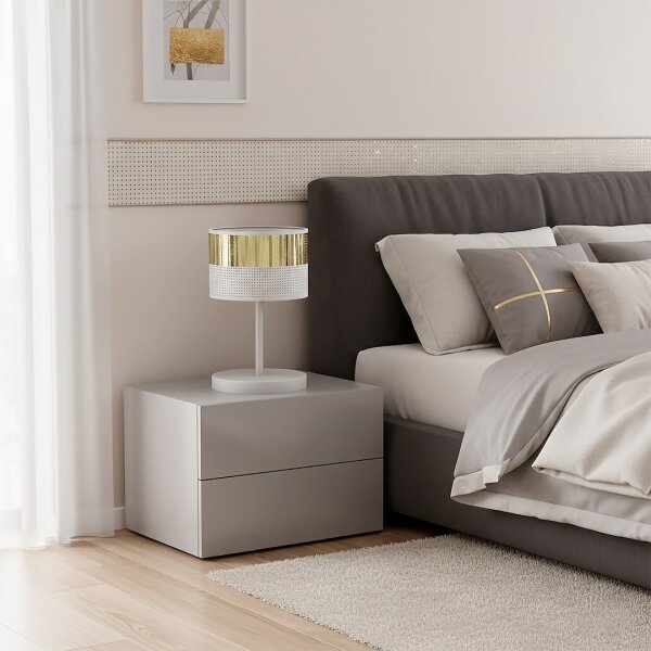 Stolní lampa LUX 1xE27/15W/230V bílá/zlatá