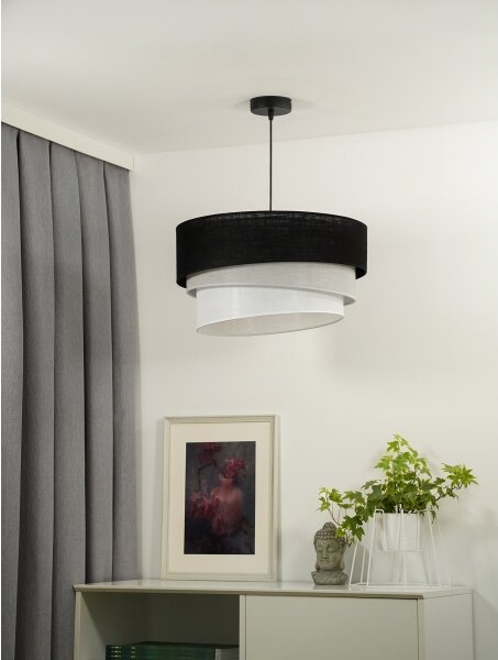 Duolla - Lustr na lanku TRIO 1xE27/15W/230V pr. 45 cm černá/šedá/bílá