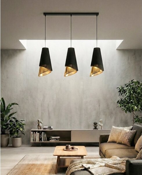 Lustr na lanku MODA 3xE27/15W/230V černá/zlatá