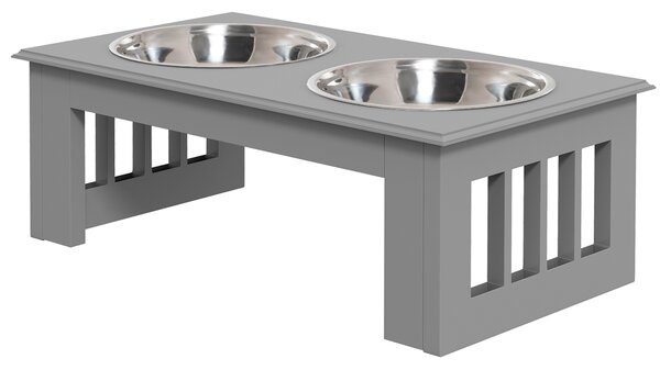 PAWHUT Stolek pro psy se 2 miskami 0,9 l 44 x 15 x 24 cm šedá