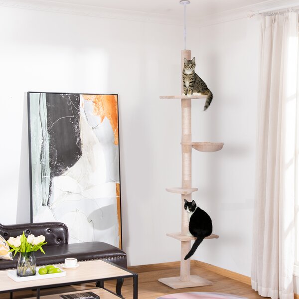 PAWHUT Škrabadlo strom pro kočky výškově nastavitelné 230-260 cm béžová