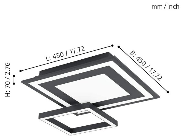 Eglo 99312 - LED RGB Stmívatelné stropní svítidlo SAVATAEILA-C LED/20W/230V
