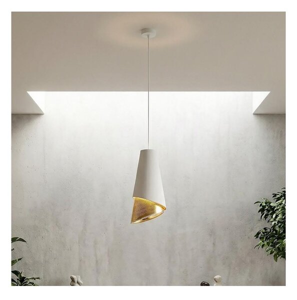 Lustr na lanku MODA 1xE27/15W/230V bílá/zlatá
