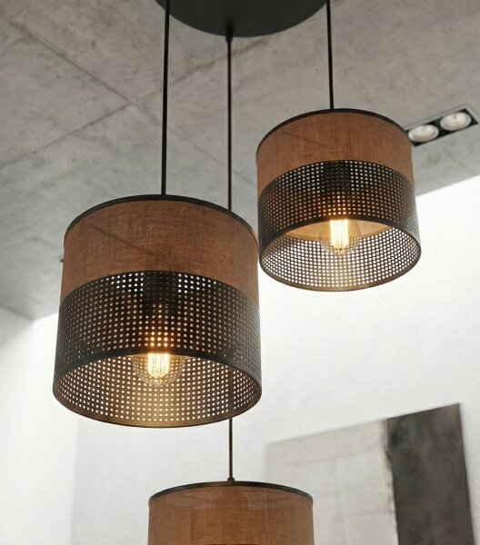 Lustr na lanku KARBON 3xE27/15W/230V černá/hnědá