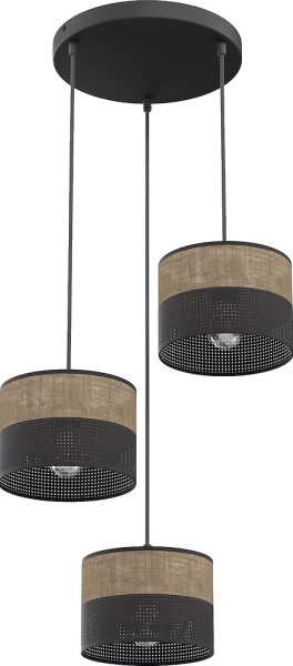 Lustr na lanku KARBON 3xE27/15W/230V černá/hnědá