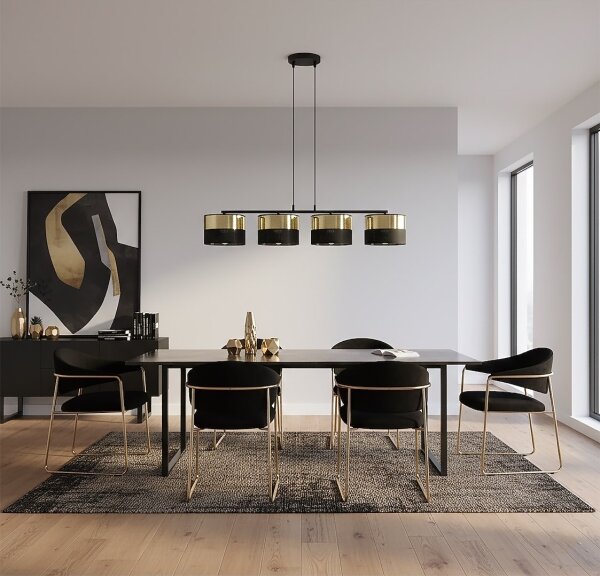Lustr na lanku LUX 4xE27/15W/230V černá/zlatá