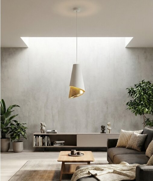 Lustr na lanku MODA 1xE27/15W/230V bílá/zlatá