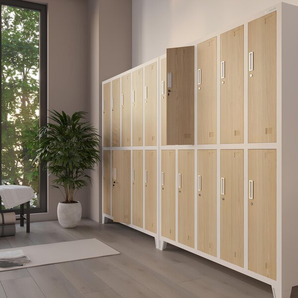 Šatní skříň 10-dveřová, bílá/dub sonoma, 1360x1720x450 mm: BARTEK Eco Design