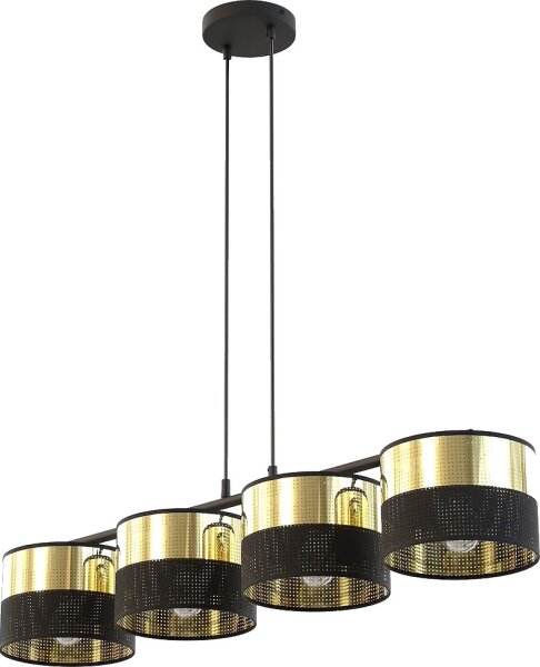 Lustr na lanku LUX 4xE27/15W/230V černá/zlatá