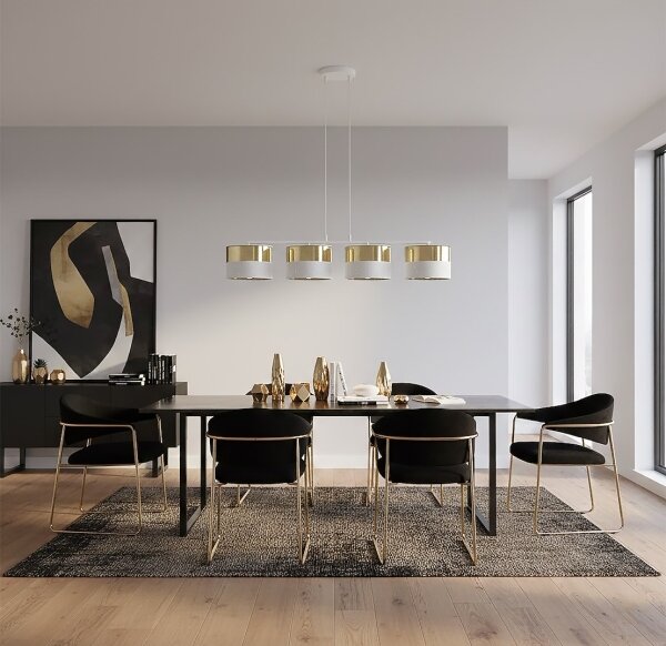 Lustr na lanku LUX 4xE27/15W/230V bílá/zlatá