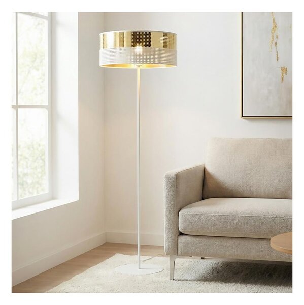 Stojací lampa LUX 1xE27/15W/230V bílá/zlatá
