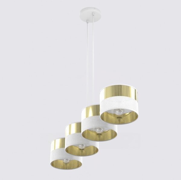 Lustr na lanku LUX 4xE27/15W/230V bílá/zlatá