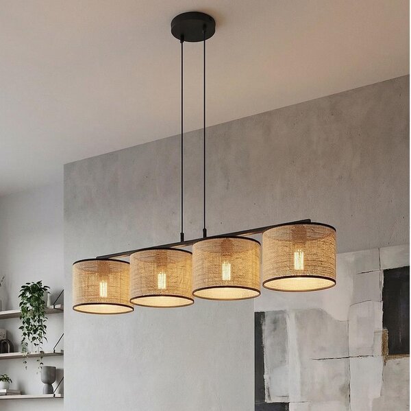 Lustr na lanku ECO 4xE27/15W/230V béžová/ratan