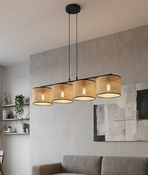 Lustr na lanku ECO 4xE27/15W/230V béžová/ratan