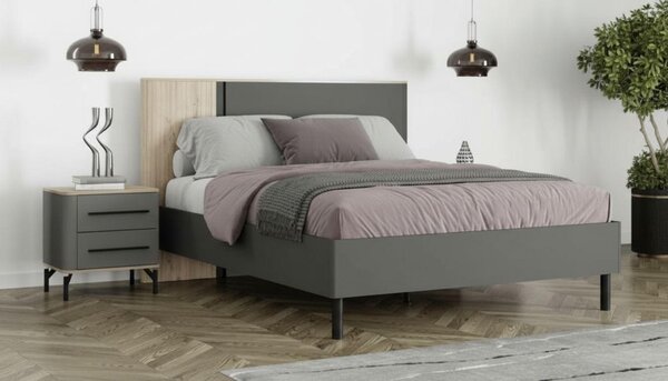 POSTEL, 180/200 cm, barvy grafitu, černá, dub artisan MID.YOU - Manželské postele, Online Only