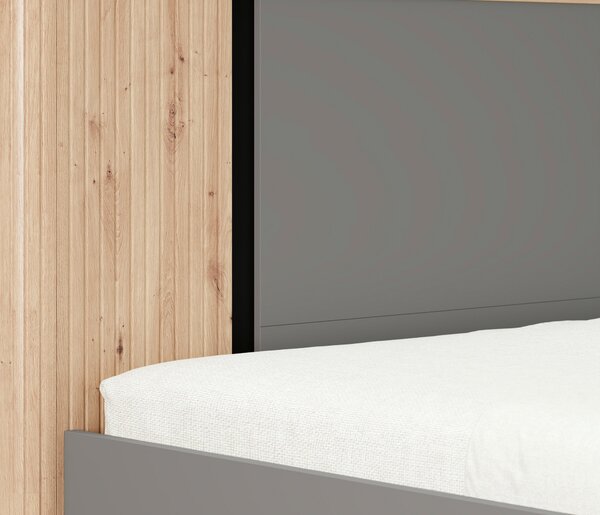 POSTEL, 180/200 cm, barvy grafitu, černá, dub artisan MID.YOU - Manželské postele, Online Only