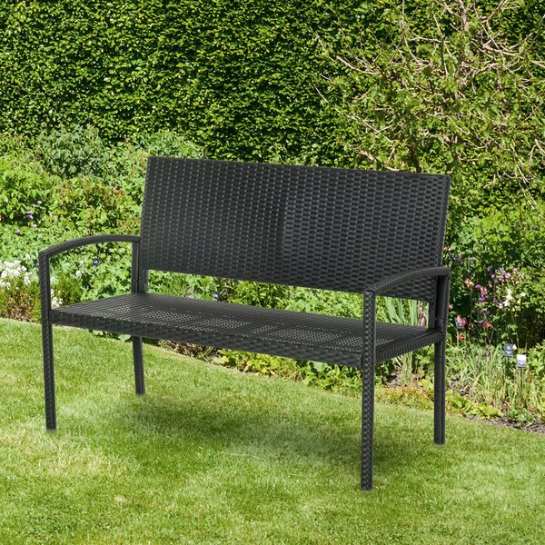 OUTSUNNY Polyratanová zahradní lavice dvoumístná 122 x 60 x 87 cm