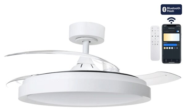 Aigostar-LED Stmívatelný str. ventilátor LED/50W/230V 2700-6500K 106cm+DO bílá