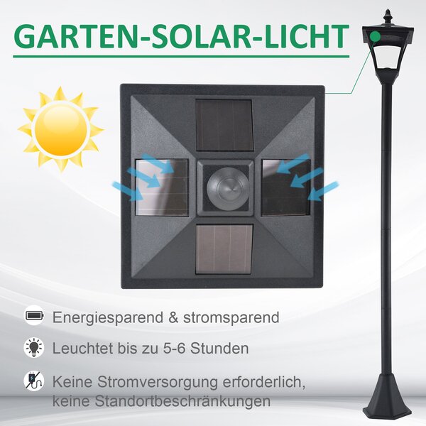 OUTSUNNY Zahradní solární lucerna PATH LIGHT 15 x 15 x 120 cm černá