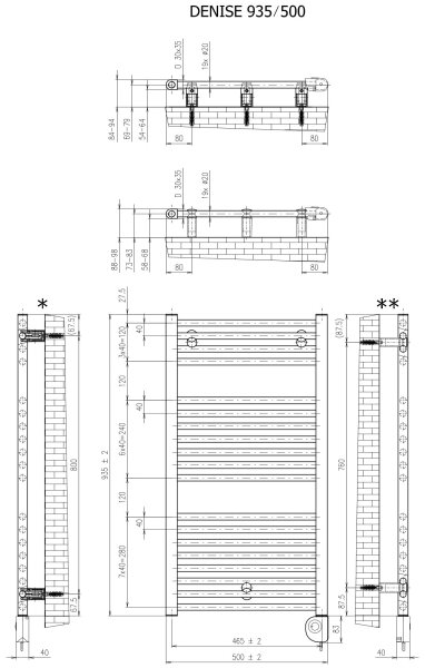 Vertaduro - Koupelnový radiátor s termostatem DENISE 400W 94x50 cm černá