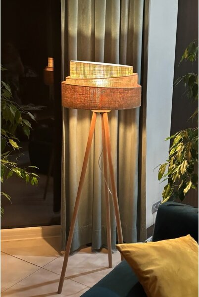 Duolla - Stojací lampa YUTE TRIO 1xE27/15W/230V pr. 45 cm hnědá/šedá/béžová